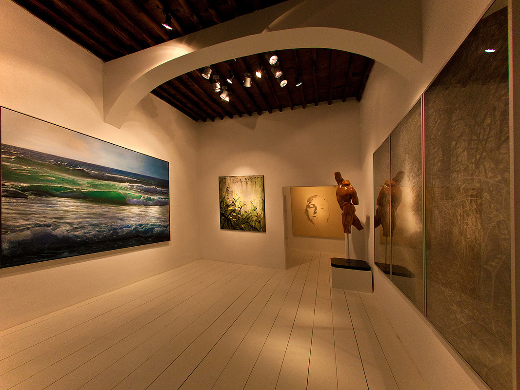 Artwork on display inside Minima Gallery, Mykonos